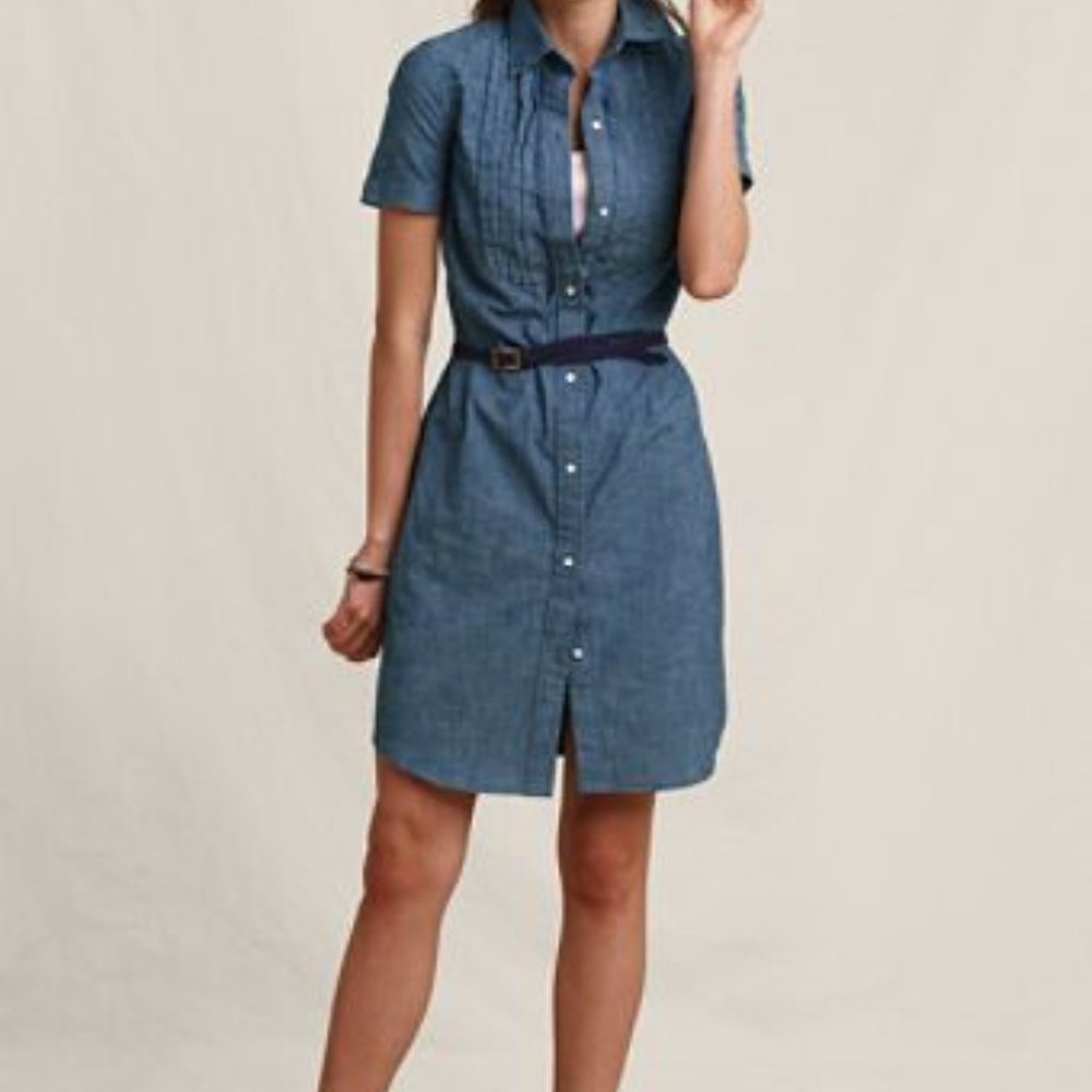 Lands' End chambray denim shirt dress size 4